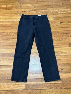 GAP Womens Cheeky Straight High Rise Jeans Size 14T Tall Black Dark Denim